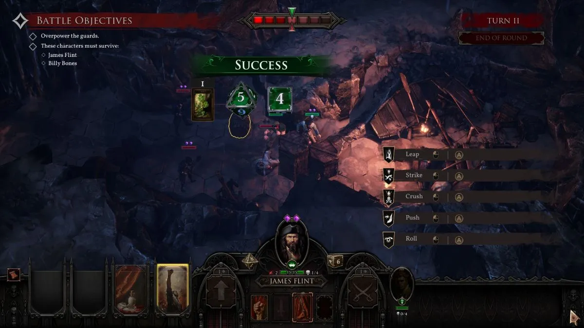James Flint successfully attacks a guard with his sword in Flint: Treasure of Oblivion.